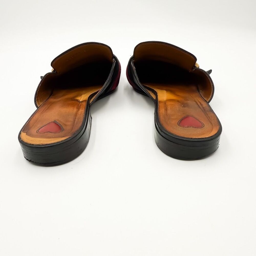 Gucci GG Web Stripe Peyton Mules Flat Slides Black Leather Loafers EU 39 US 9 - Picture 5 of 13